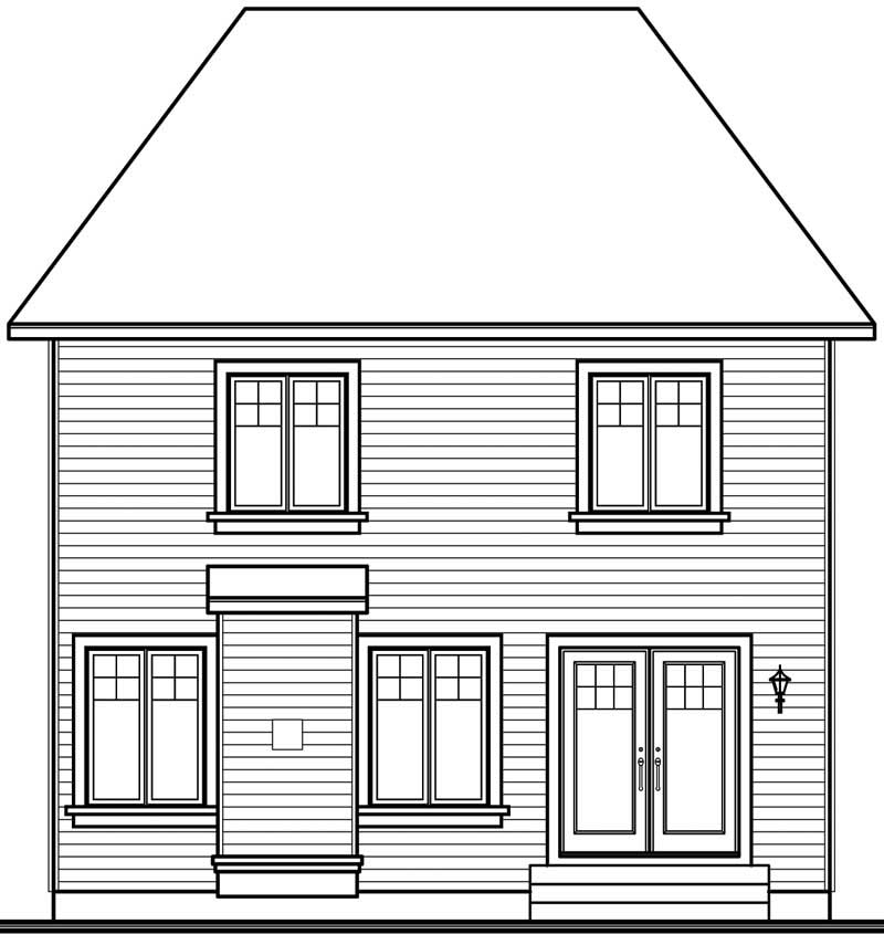 Home Plan Rear Elevation of this 3-Bedroom,1500 Sq Ft Plan -126-1487