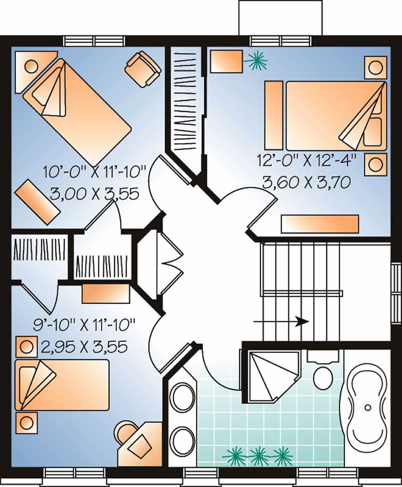 Floor Plan Second Story of Contemporary Plan #126-1487