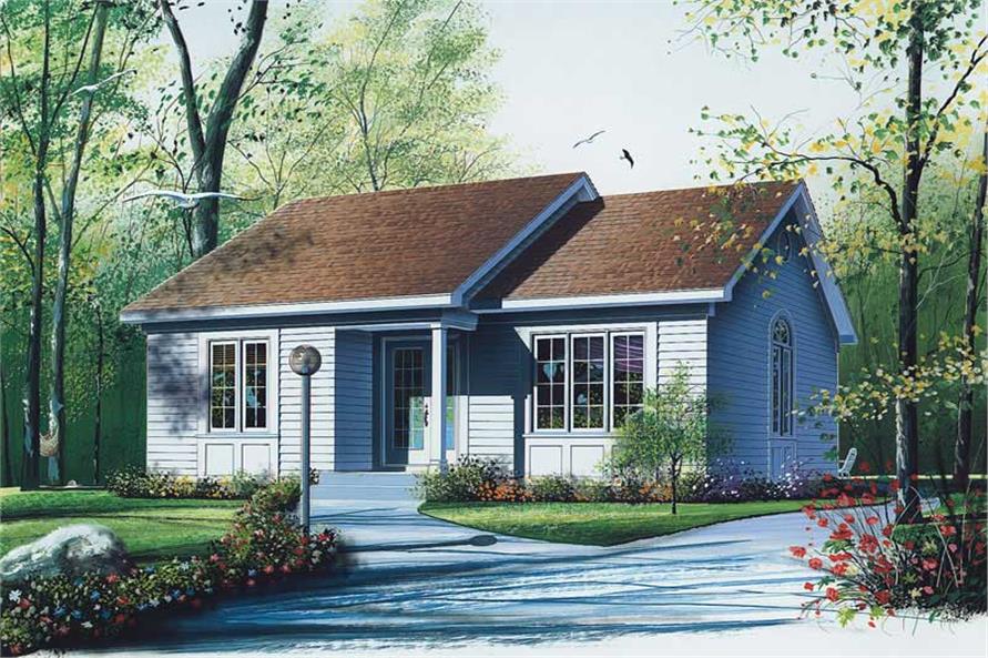 Front elevation of Bungalow home (ThePlanCollection: House Plan #126-1488)