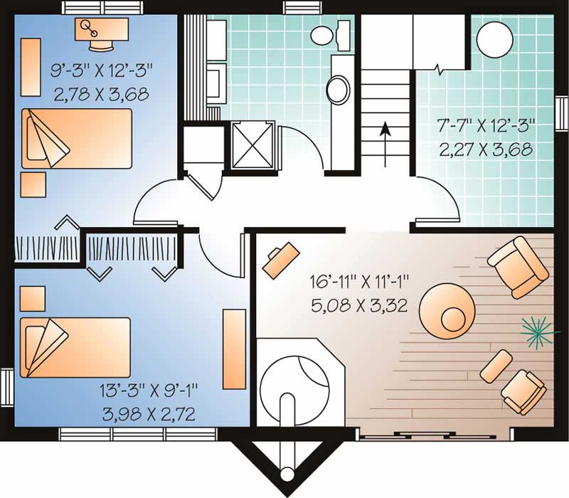 Floor Plan Second Story of Coastal Plan #126-1520