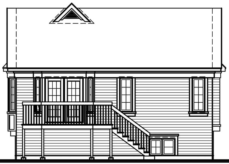 Home Plan Rear Elevation of this 2-Bedroom,1146 Sq Ft Plan -126-1538