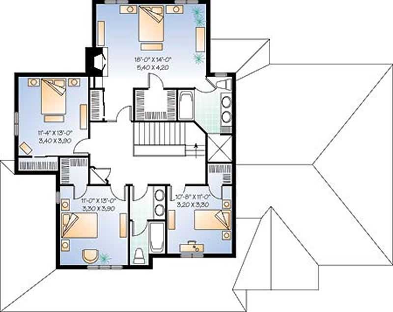 Floor Plan Second Story of Country Plan #126-1573