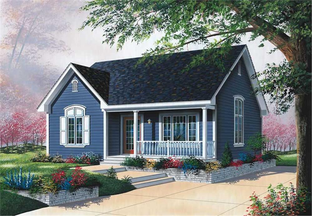 Front elevation of Bungalow home (ThePlanCollection: House Plan #126-1592)