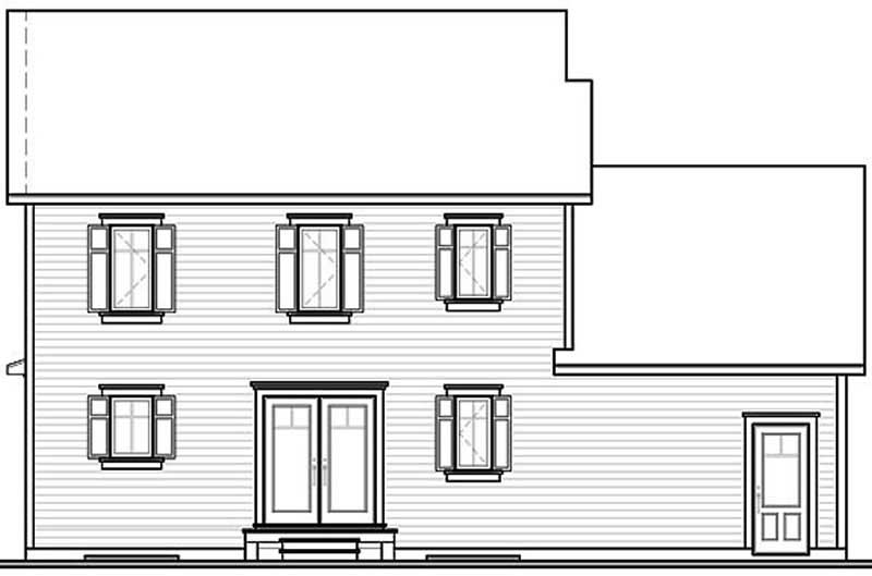 Home Plan Rear Elevation of this 3-Bedroom,1485 Sq Ft Plan -126-1596