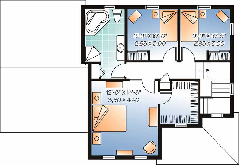 Floor Plan Second Story of Contemporary Plan #126-1596
