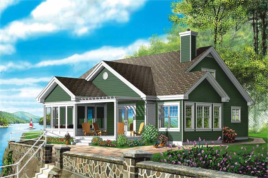 Front elevation of Lake home (ThePlanCollection: House Plan #126-1619)