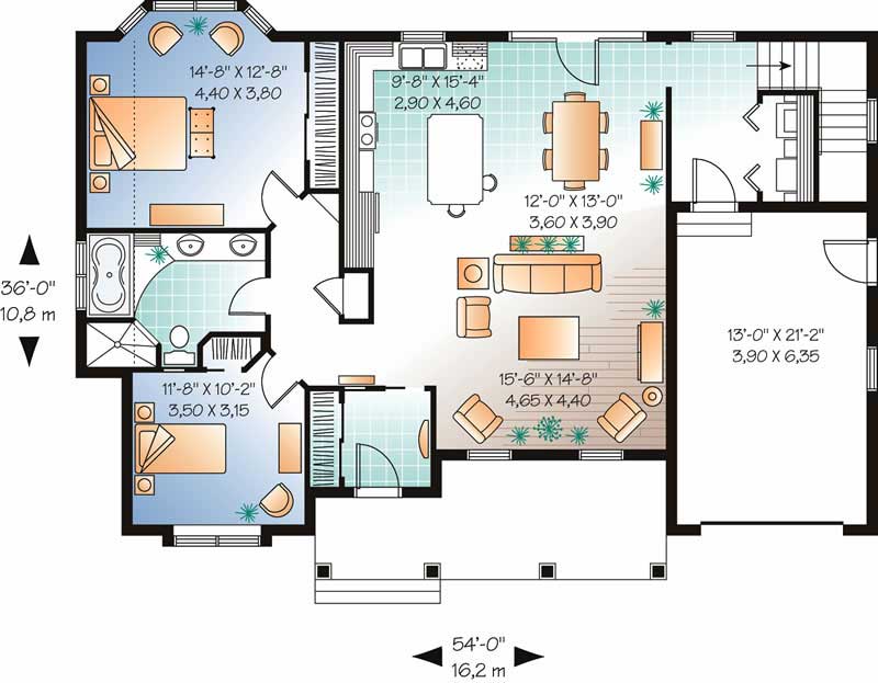 Floor Plan First Story of Ranch Plan #126-1620