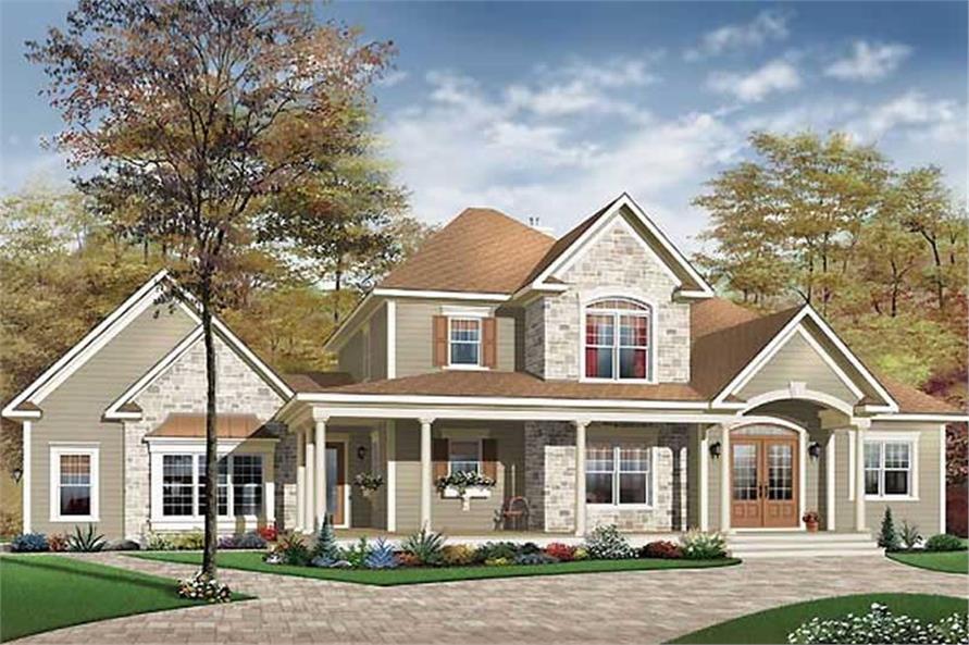 3-Bedroom, 2549 Sq Ft Country House Plan - 126-1626 - Front Exterior
