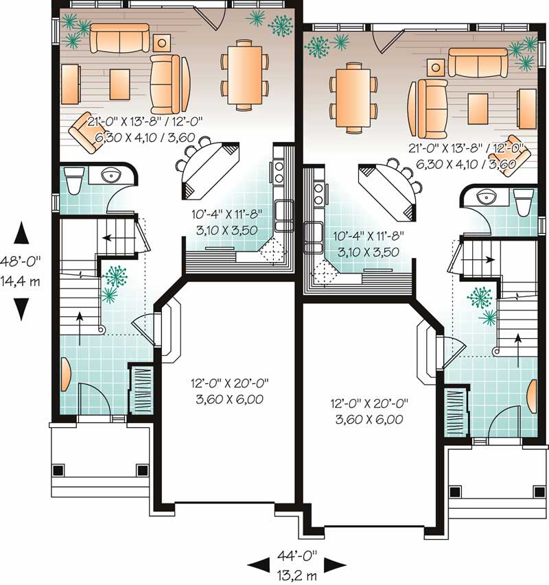Floor Plan First Story of European Plan #126-1638