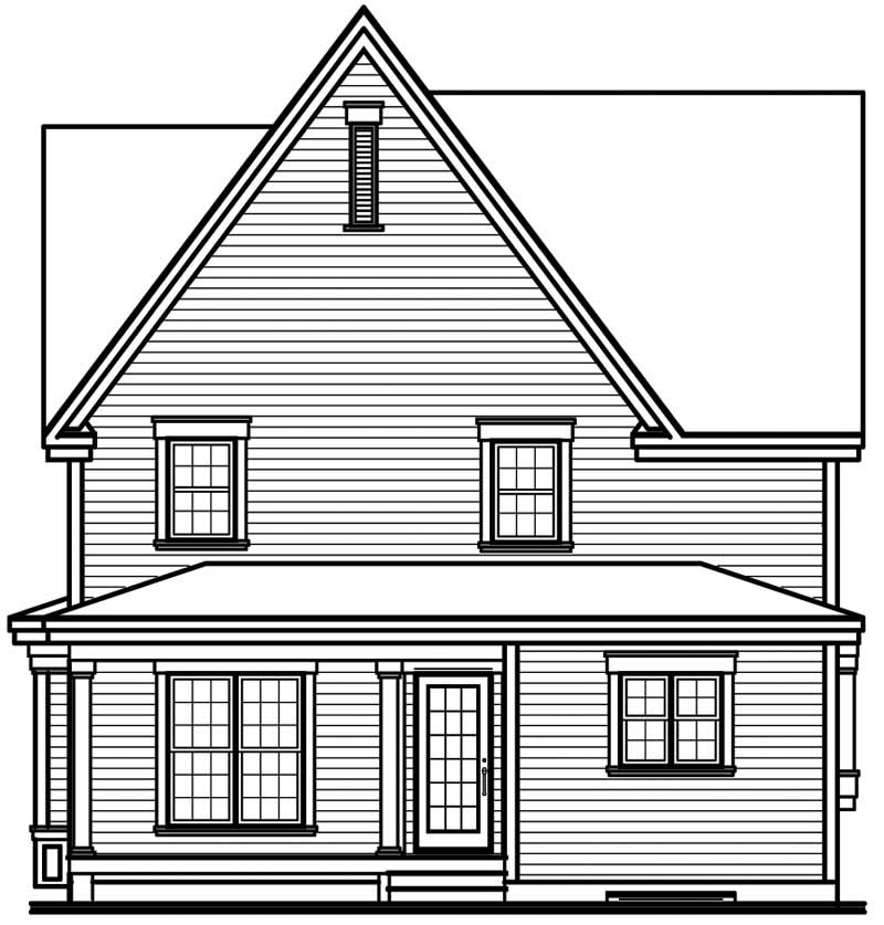 Home Plan Rear Elevation of this 3-Bedroom,1744 Sq Ft Plan -126-1640