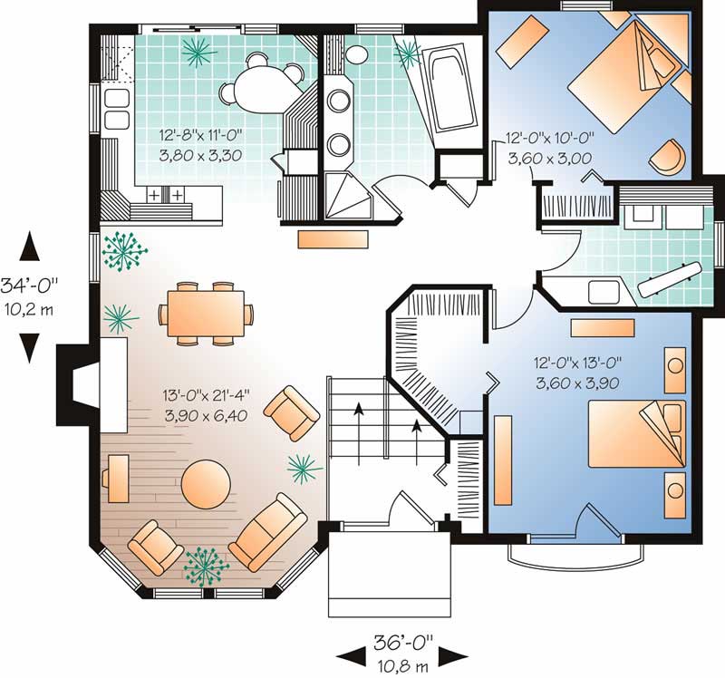 Floor Plan First Story of Ranch Plan #126-1650