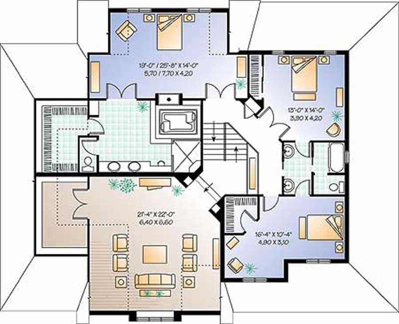 Floor Plan Second Story of Country Plan #126-1659