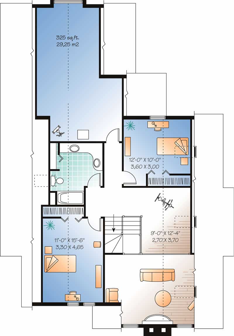 Floor Plan Second Story of Contemporary Plan #126-1694
