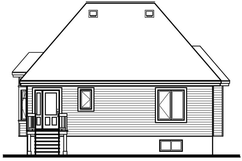 Home Plan Rear Elevation of this 2-Bedroom,1102 Sq Ft Plan -126-1699
