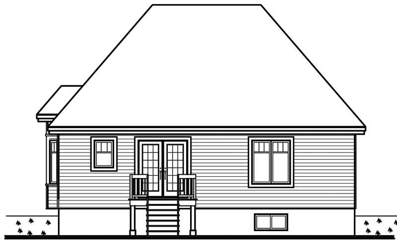 Home Plan Rear Elevation of this 3-Bedroom,1321 Sq Ft Plan -126-1700
