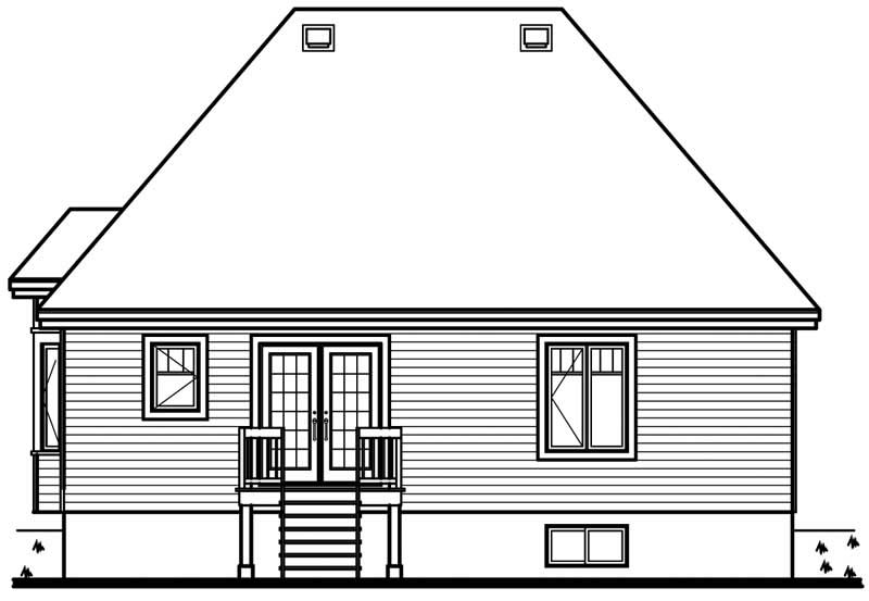 Home Plan Rear Elevation of this 3-Bedroom,1321 Sq Ft Plan -126-1714