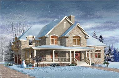 4-Bedroom, 3321 Sq Ft Country Home Plan - 126-1718 - Main Exterior