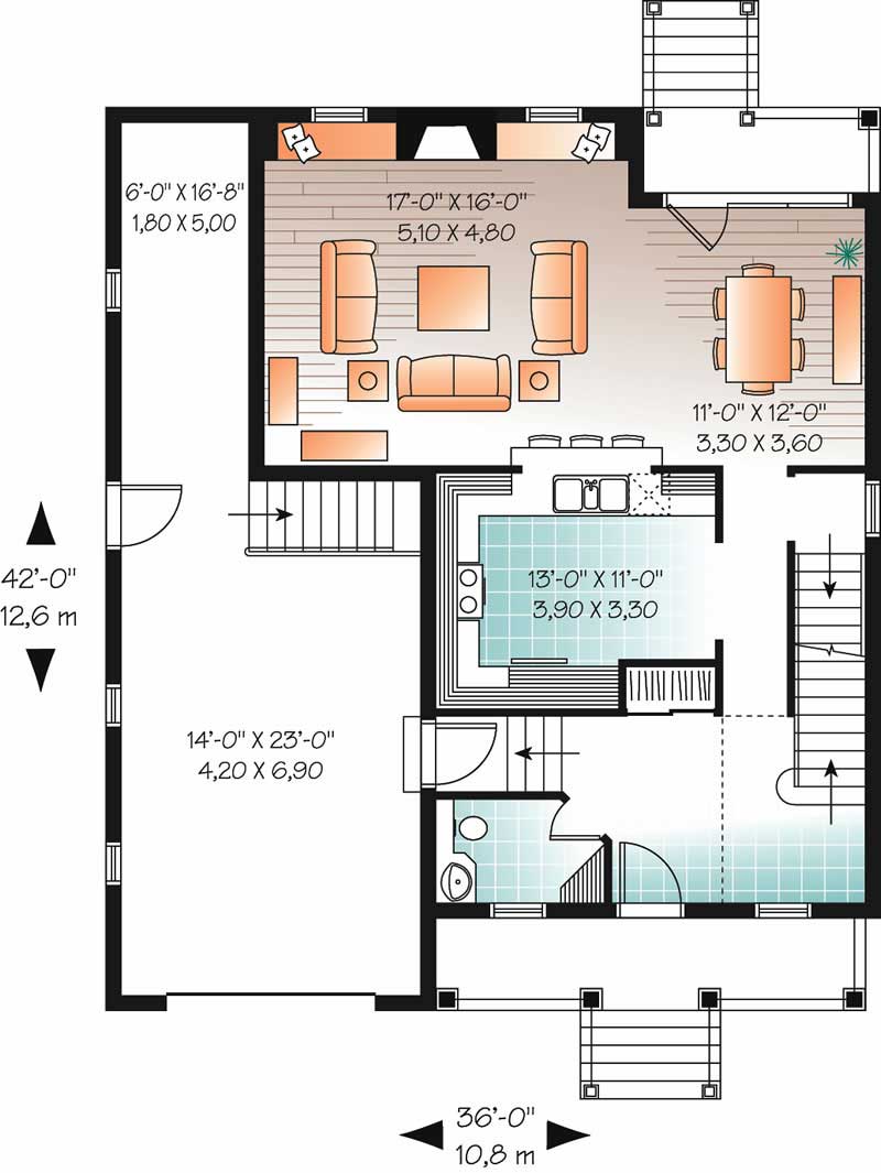 Floor Plan First Story of Country Plan #126-1753