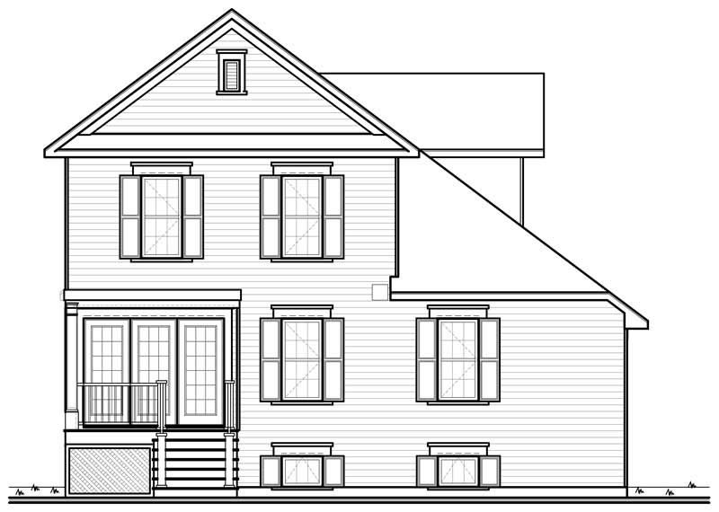 Home Plan Rear Elevation of this 3-Bedroom,1741 Sq Ft Plan -126-1753