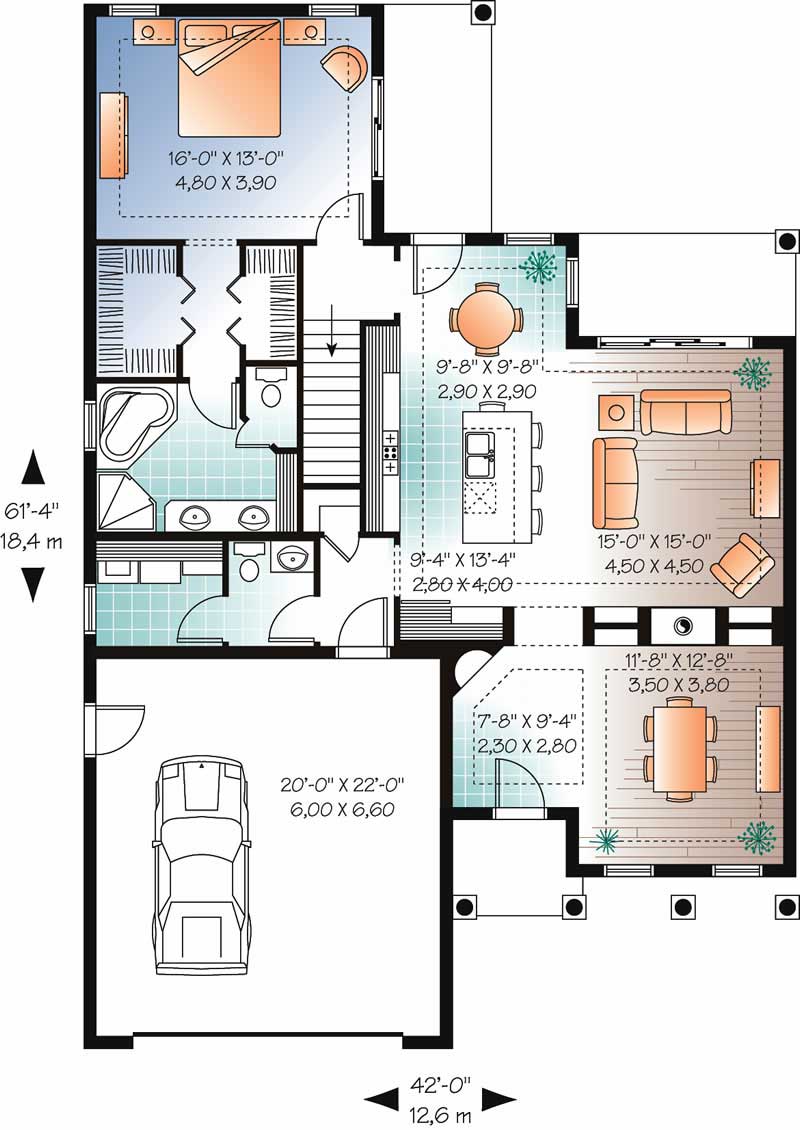 Floor Plan First Story of Mediterranean Plan #126-1775