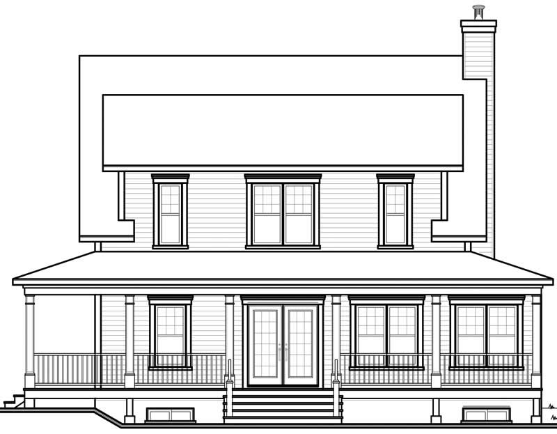 Home Plan Rear Elevation of this 3-Bedroom,1841 Sq Ft Plan -126-1778