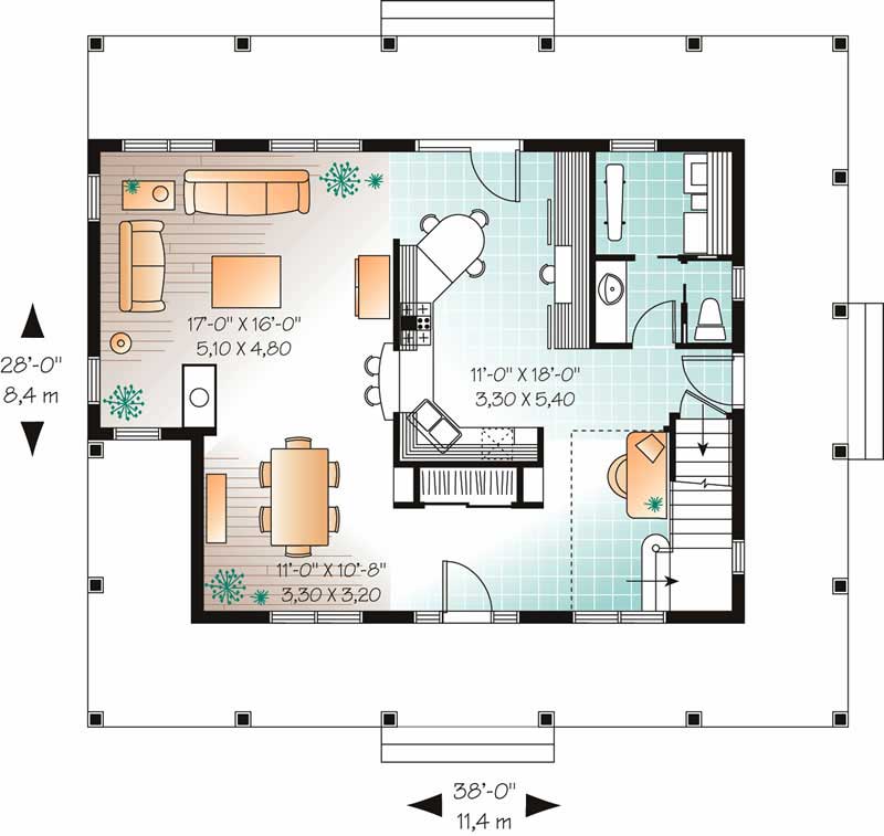 Floor Plan First Story of Country Plan #126-1778