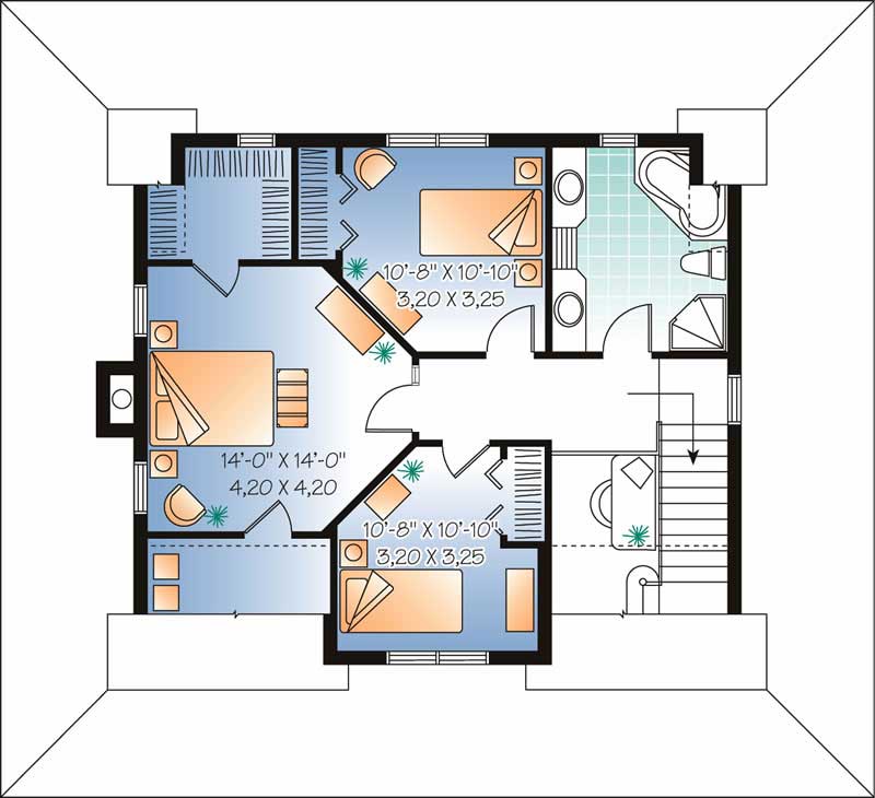 Floor Plan Second Story of Country Plan #126-1778