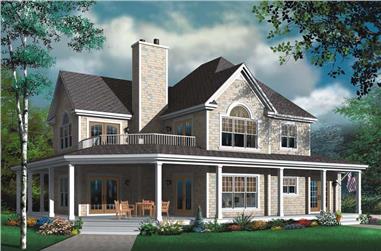 4-Bedroom, 2992 Sq Ft Farmhouse House Plan - 126-1787 - Front Exterior