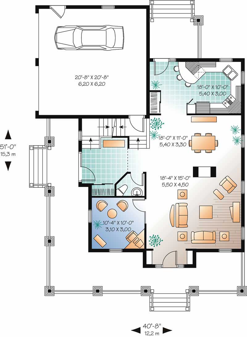 Floor Plan First Story of Country Plan #126-1789