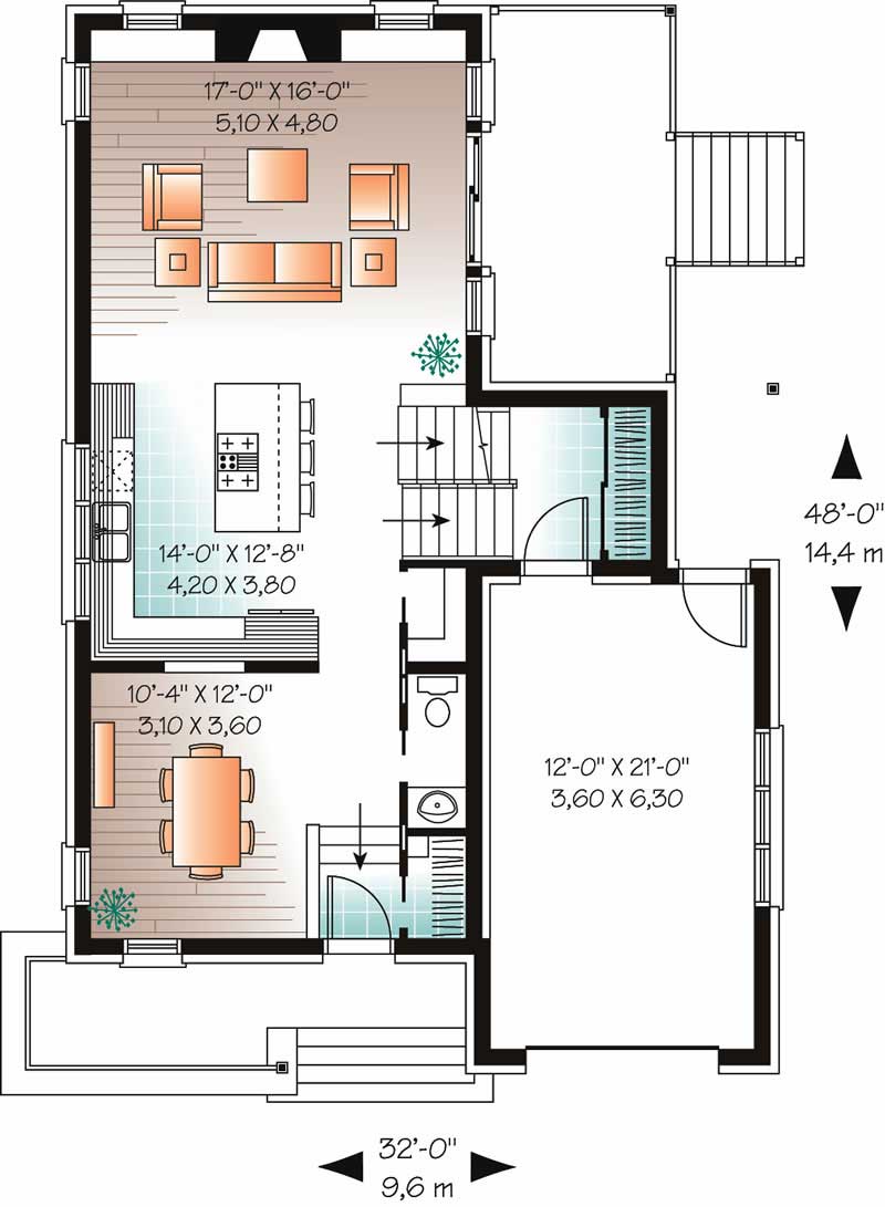 Floor Plan First Story of Contemporary Plan #126-1796