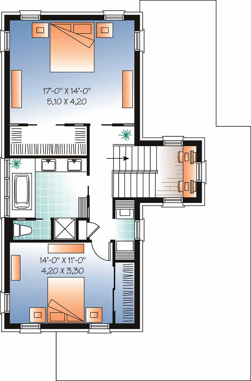 Floor Plan Second Story of Contemporary Plan #126-1796