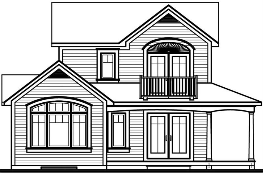 Home Plan Rear Elevation of this 2-Bedroom,1246 Sq Ft Plan -126-1813