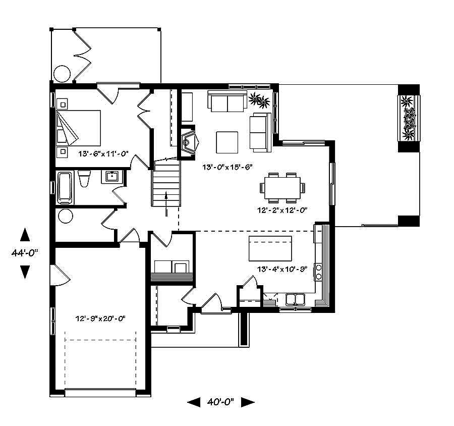 Floor Plan First Story of Contemporary Plan #126-1838