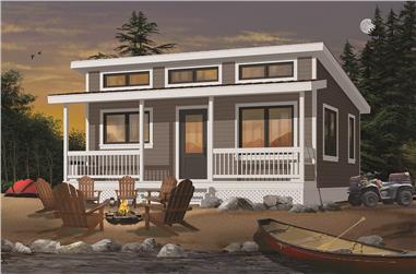 2-Bedroom, 676 Sq Ft Lake House Plan - 126-1842 - Front Exterior