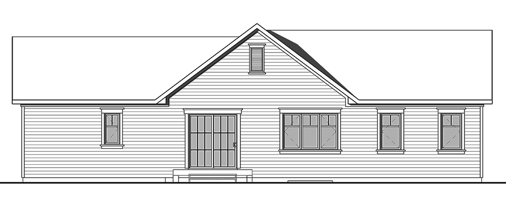 Home Plan Rear Elevation of this 2-Bedroom,1443 Sq Ft Plan -126-1843
