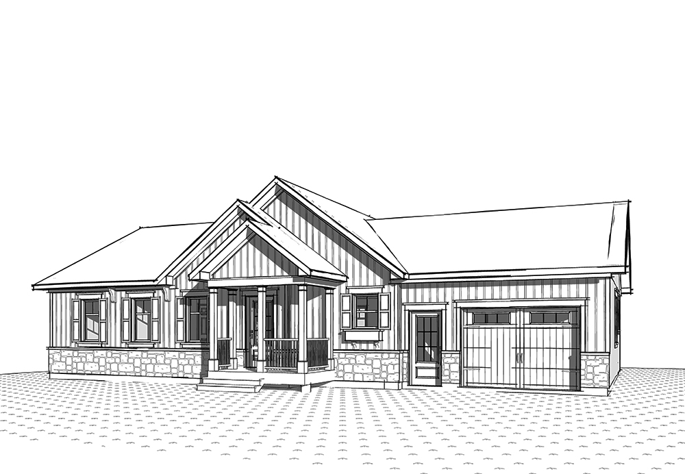 Front View of this 2-Bedroom, 1443 Sq Ft Plan - 126-1843