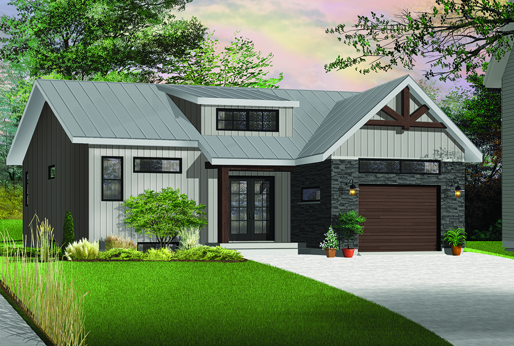 Front elevation of Transitional home (ThePlanCollection: House Plan #126-1846)