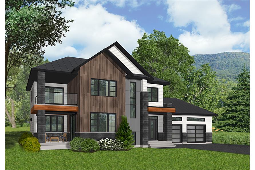 3-Bedroom, 2164 Sq Ft Contemporary Home Plan - 126-1850 - Main Exterior