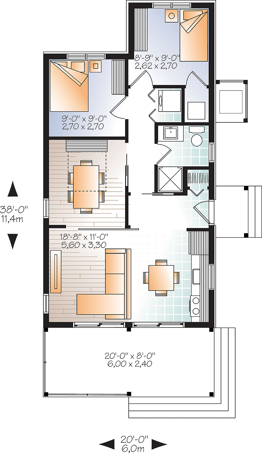2 Bedrm 700  Sq  Ft  Cottage House  Plan  126 1855