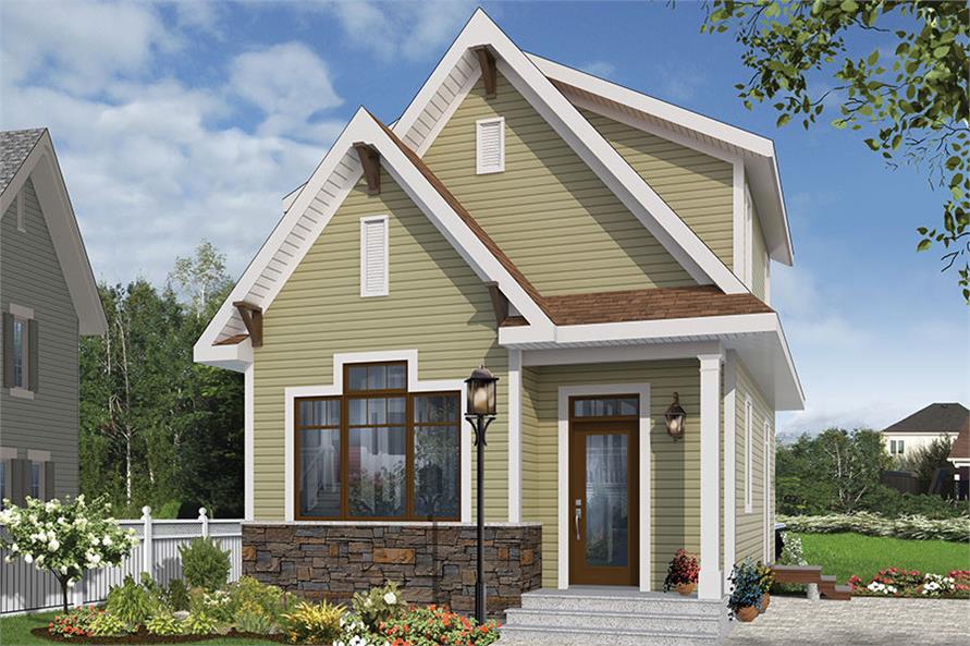 Front View of this 3-Bedroom, 943 Sq Ft Plan - 126-1856