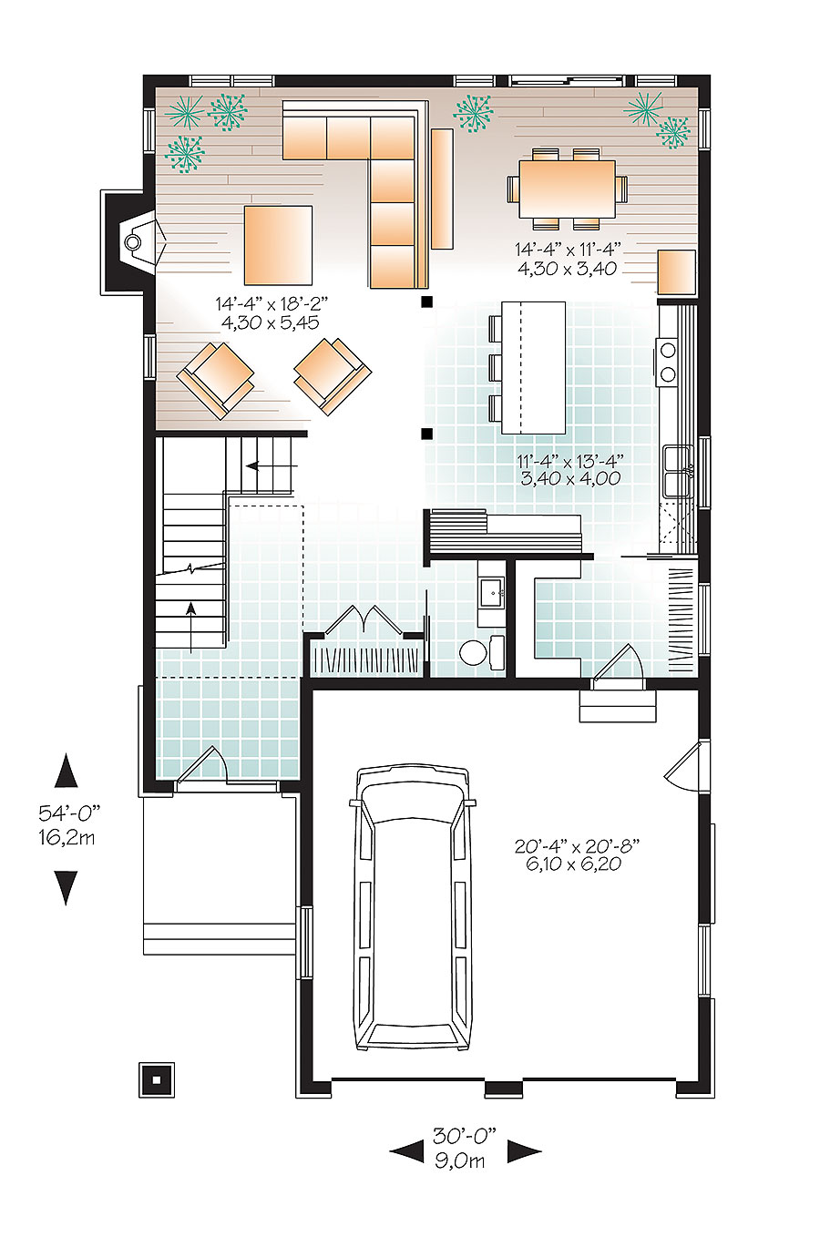 Floor Plan First Story of Contemporary Plan #126-1857