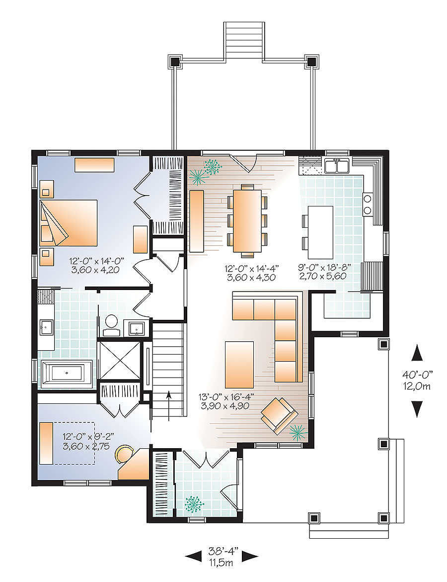 Floor Plan First Story of Country Plan #126-1862