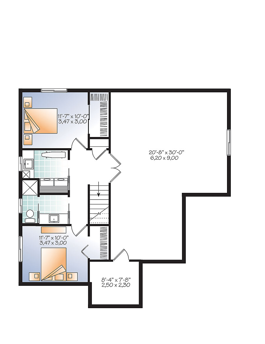 Floor Plan Basement of Country Plan #126-1862