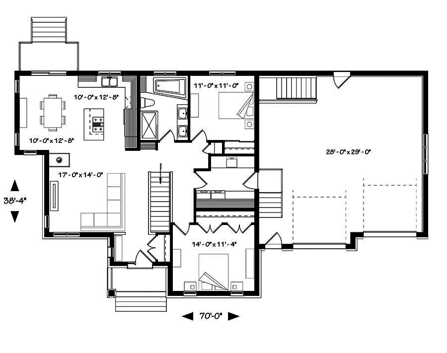 Floor Plan First Story of Craftsman Plan #126-1864
