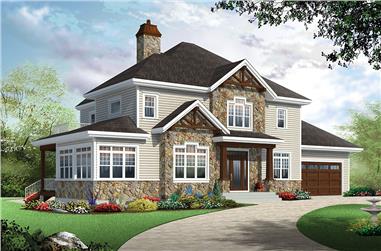 4-Bedroom, 2521 Sq Ft Country House Plan - 126-1884 - Front Exterior