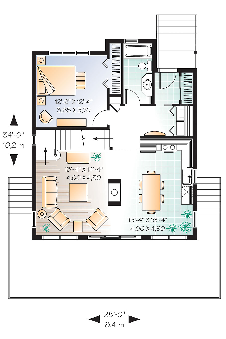 Vacation Home Floor Plan  3  Bedrm 1301 Sq Ft Plan  126 1890