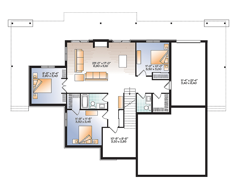Floor Plan Basement of Contemporary Plan #126-1891