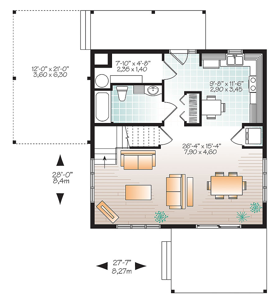 2 Bedrm 1200  Sq  Ft  Contemporary  House  Plan  126 1892