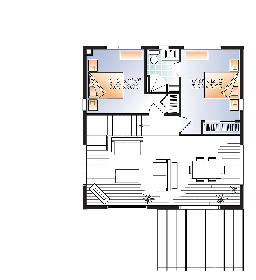 2 Bedrm 1200  Sq  Ft Contemporary House  Plan  126 1892