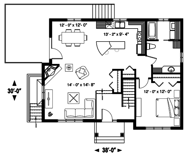 Floor Plan First Story of Country Plan #126-1895